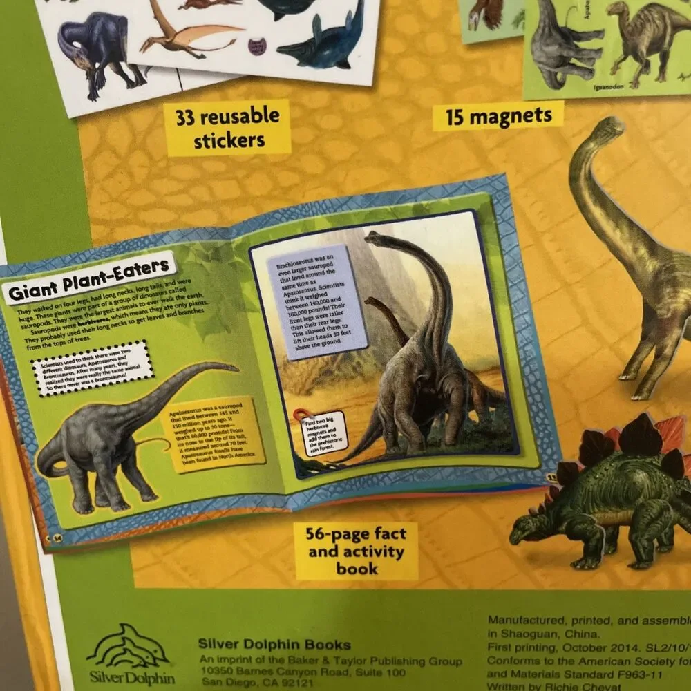 NEW Dinosaurs‎ Magnetic Learning Activity Book Stickers Play Tray Models Magnets